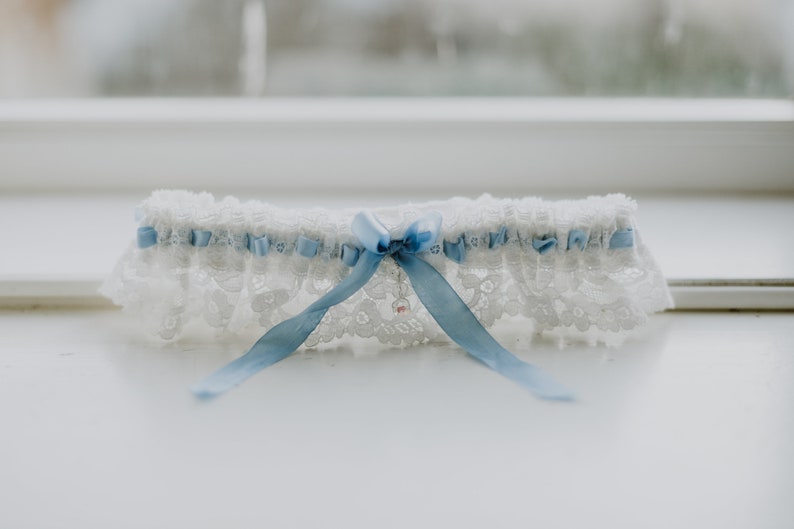 Florence Personalised Garter, Wedding Garter, Nottingham Lace Garter, Silk Garter, Bridal Garter, Lace Garter, Bespoke Garter image 2