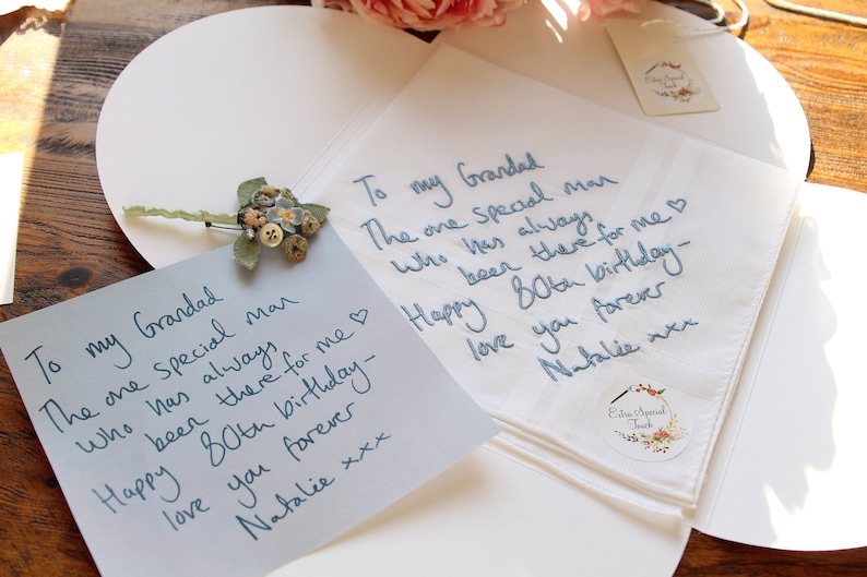 Personalised Handwriting Handkerchief Handwriting Gift Your Etsy