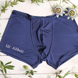 Personalised Boxer Shorts, Silk Boxer Shorts, Personalised Groom Gift, Silk Anniversary Gift, 12th Anniversary Gift, Groom Boxers image 1