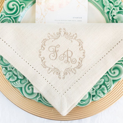 Cotton Hemstitch Napkins Monogram Napkins Monogrammed Etsy UK
