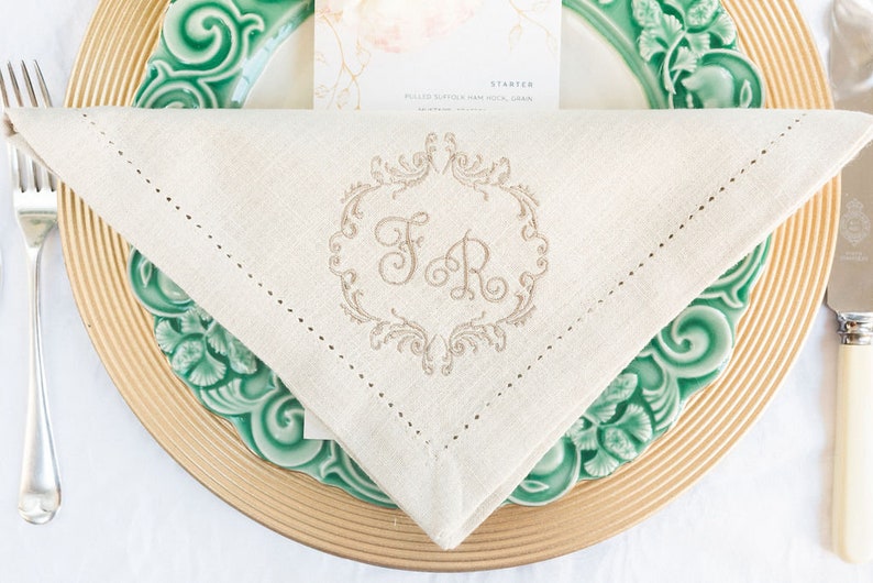 Cotton Hemstitch Napkins Monogram Napkins Monogrammed Etsy UK
