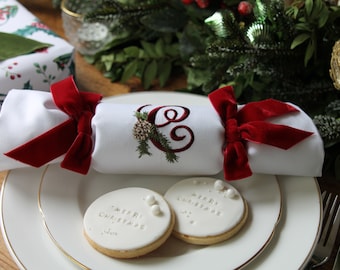 Eco Christmas Crackers, Reusable Crackers, Ethical,  Sustainable,  Environmentally Friendly, Personalised Crackers, Monogrammed Napkins