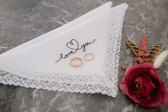 Personalised Lace Handkerchief Couples Name and Wedding Date