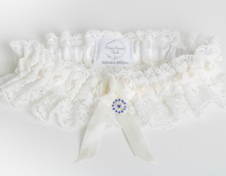 Lilly Personalised Garter, Wedding Garter, Nottingham Lace Garter, Silk Garter, Bridal Garter, Lace Garter, Bespoke Garter image 2