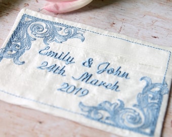 Personalised Wedding Dress Label - Something Blue Idea - Sentimental Bride Gift - Monogram Wedding Dress Label - Embroidered Dress Label