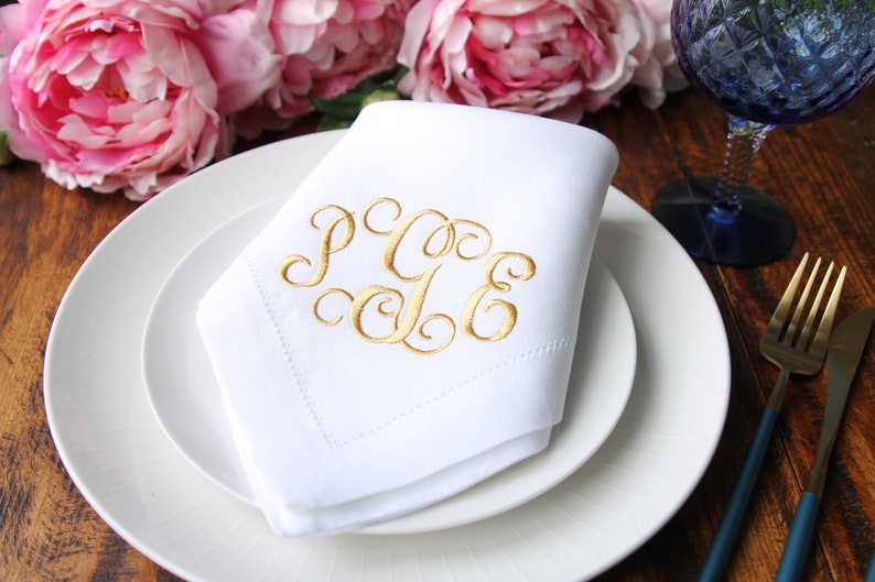 Monogram Cloth Napkin Linen Napkins Personalised Monogram Etsy