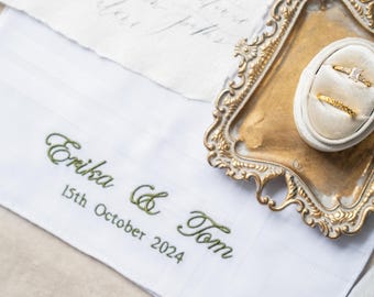 Wedding Handkerchief, Cute Groom Handkerchief, Personalised Groom Gift, Groom Handkerchief, Cotton Anniversary For Him, Embroidered hankie