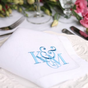 Custom Wedding Napkins - Linen Napkin, Custom Cloth Napkins, Linen Hemstitch Napkins, 2nd Wedding Annivesary, Artwork Napkin