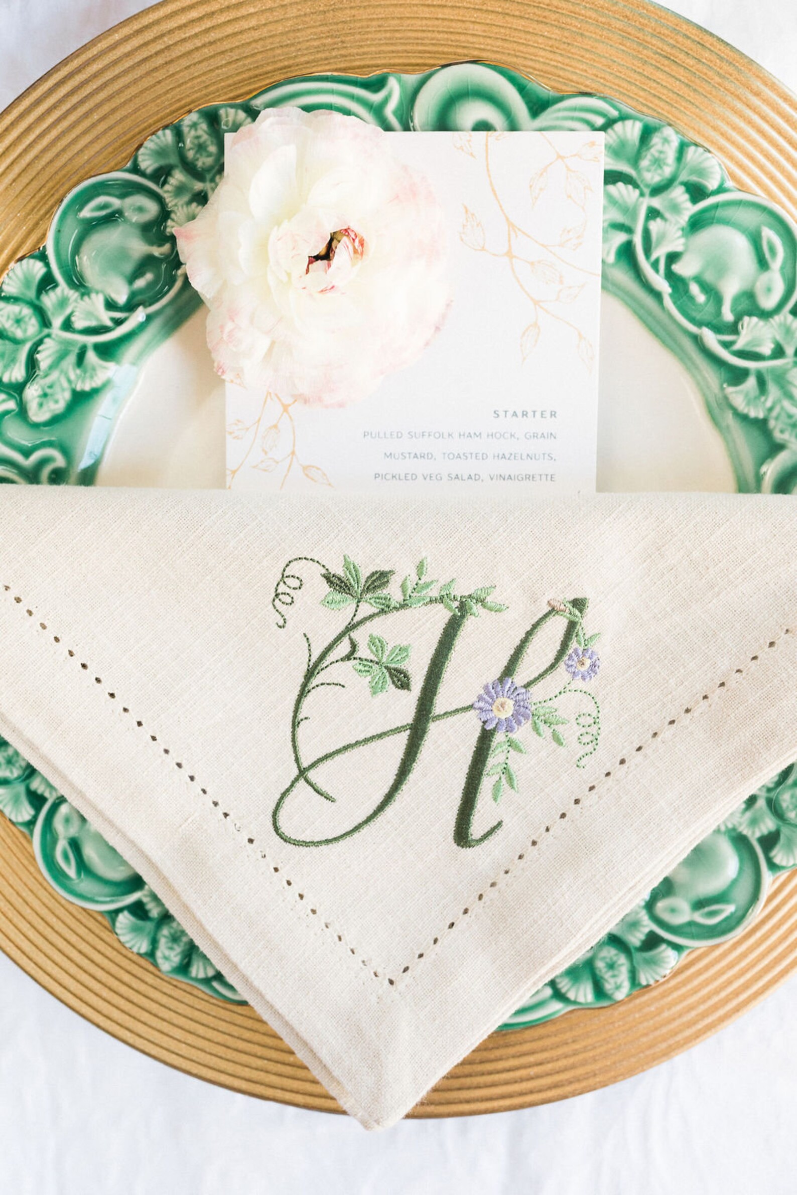 Cotton Hemstitch Napkins Monogram Napkins Floral Monogram Etsy