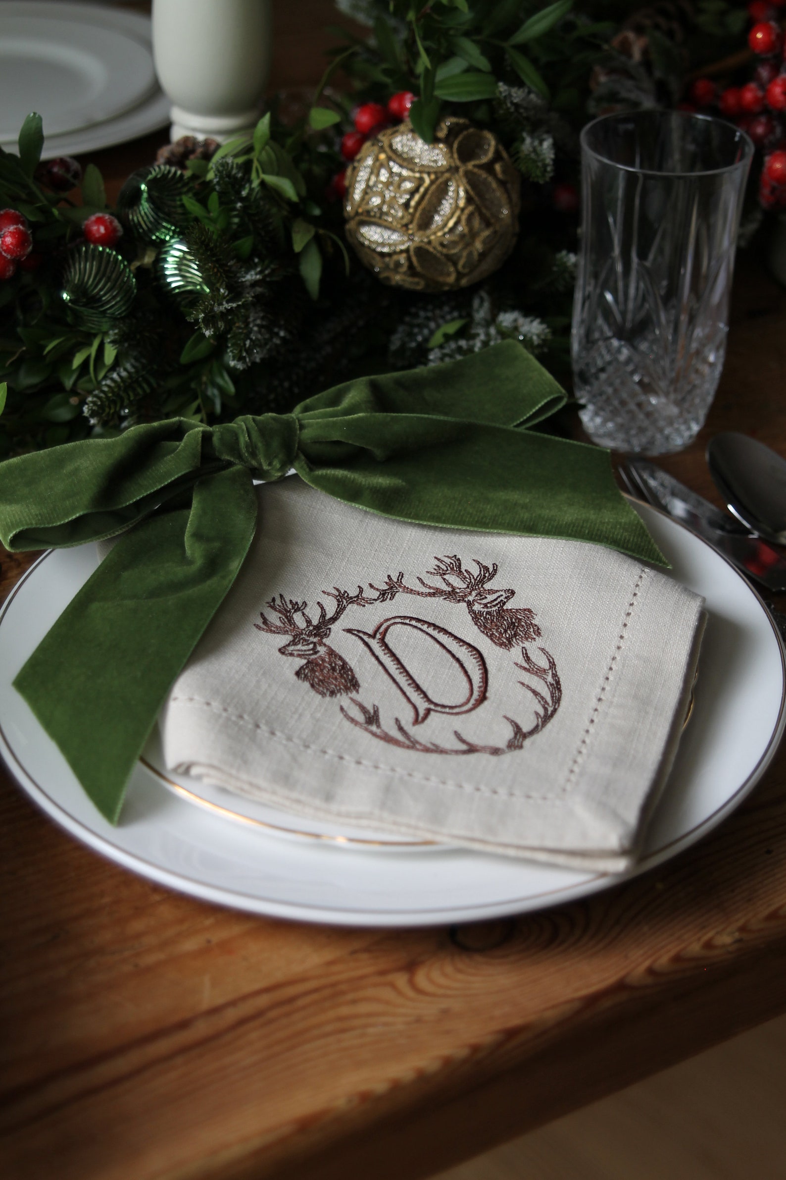 Cotton Hemstitch Napkins Monogram Napkins Stag Napkins Stag Etsy UK