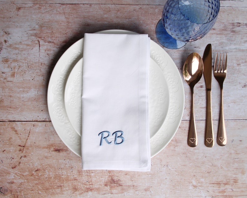 Soft Cotton Napkins Personalised Napkin Place Setting Idea Wedding Table Decor Idea Wedding Napkins Monogram Napkins