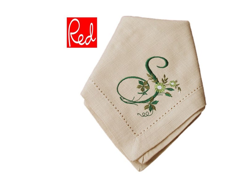 Cotton Hemstitch Napkins Monogram Napkins Floral Monogram Etsy