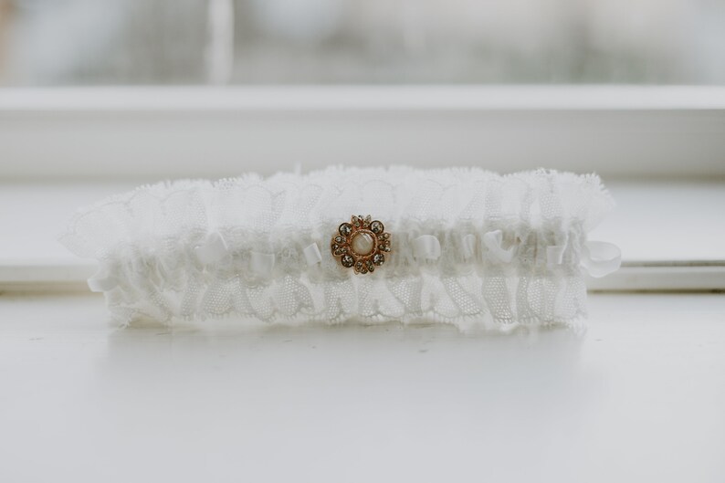 Charlotte Nottingham Lace Wedding Garter, Lace Bridal Garter, Rose Gold Garter, Romantic Garter, Luxury Garter, Handmade Garter image 5