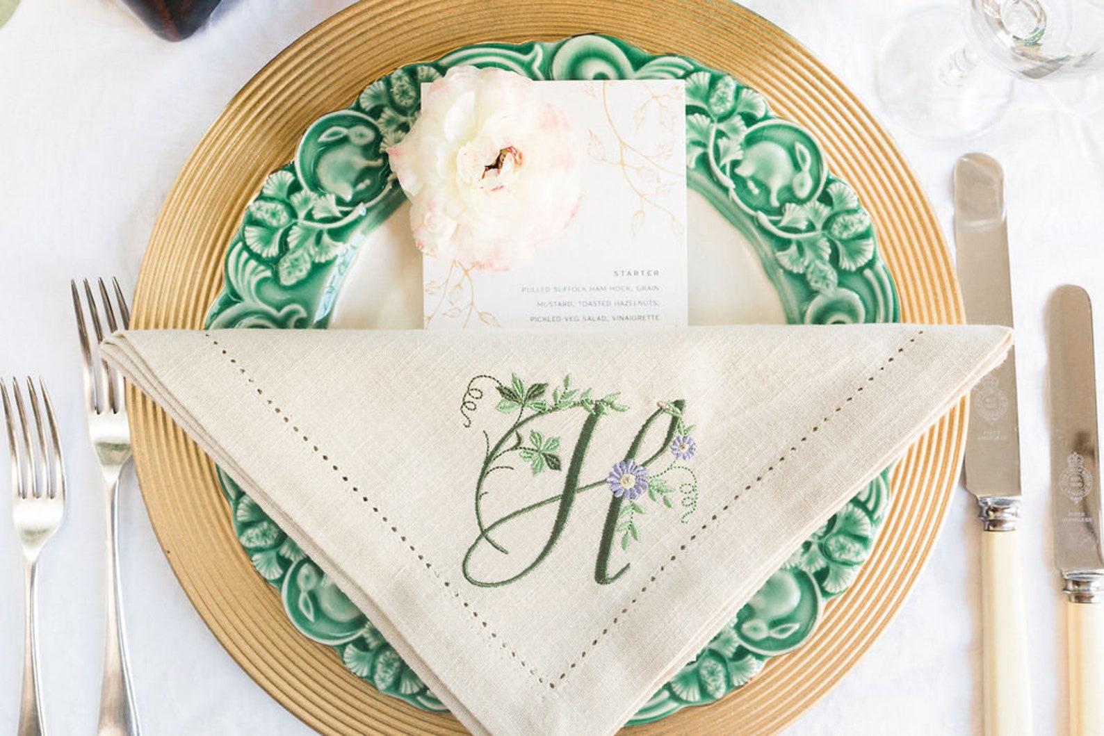 Cotton Hemstitch Napkins Monogram Napkins Floral Monogram Etsy