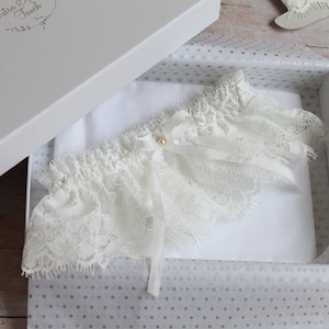 Tilly Ivory Lace Garter, Wide Lace Garter, Wedding Garter, Nottingham Lace Garter, Bridal Garter, Lace Garter, Bespoke Garter, Bride Gift image 2