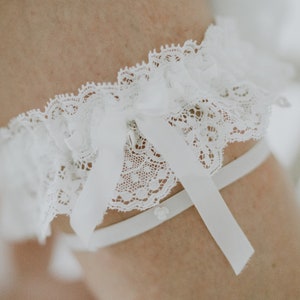 Dorothea - Personalised Lace Garter, Luxury Garter, Lace Garter, Bespoke Garter, Sixpence Garter, Personalised Garter, Silk Garter,