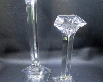 Riedel Candlesticks Crystal Josef Riedel Mark Pentagon Shape Staggered Height