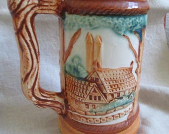 Vintage Beer Mug Tankard, Pioneer Mdse Co NY Japan, 24 oz lager mug rustic pub gift for dad