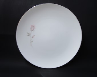 PASADENA Noritake Bread Butter Plate 6 3/8&quot; Pink and Gray Rose, Gray Stem, Platinum Rim Replacement Discontinued Pattern