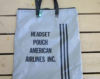 American Airlines Headset Pouch, Vinyl Bag, Airlines Memorabilia 