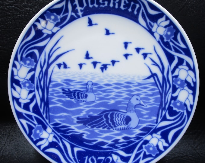 Featured listing image: 1972 Easter Plate Blue Lake Porsgrund Norway Blue and White Wall Plate Annual Collector's Plate