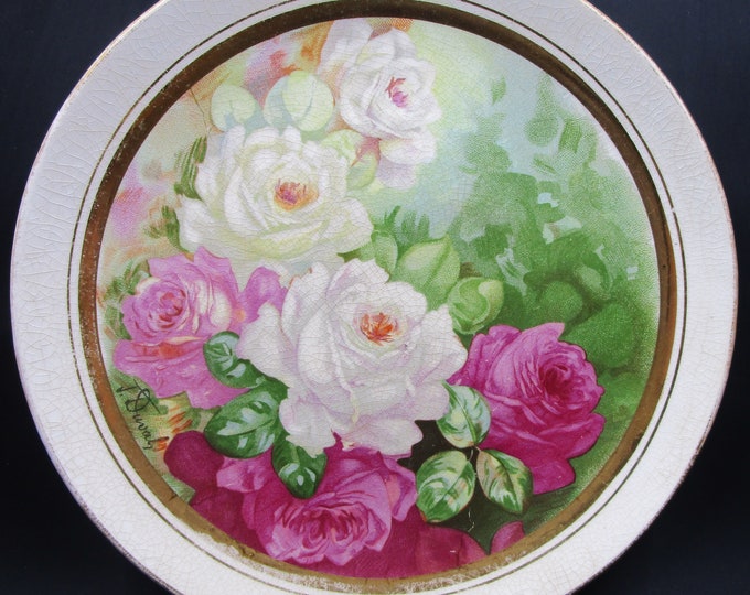 Featured listing image: Old Dresden Plate Roses Crazed Cottage Chic Wall Grouping 7 1/2" Porcelain Plate