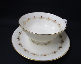 Lenox ROMANCE Cup and Saucer Rosebud motif Footed Cup Replacement China Cursive L logo