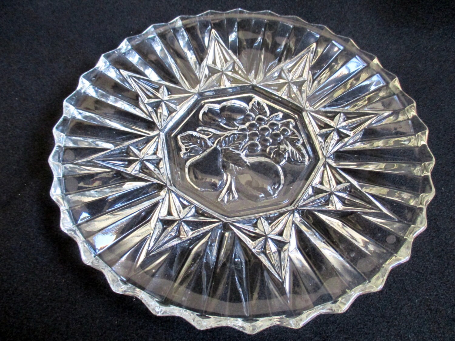Vintage pressed glass plate brilliant glass candy dish 8 inch Etsy