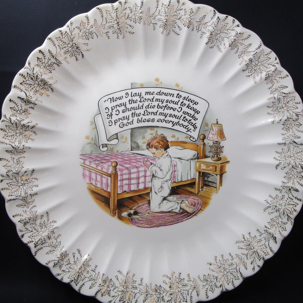 Childs Prayer Plate First Edition Display Plate, Sanderson Mfg. Nashville Tennessee Christian Home Wall Grouping Plate