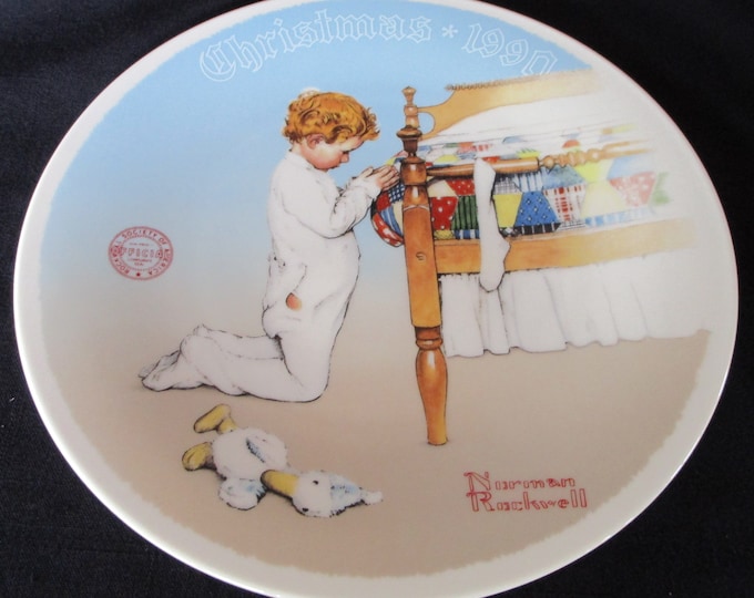 Featured listing image: Norman Rockwell "A CHRISTMAS PRAYER" Christmas 1990 Plate #14147B Knowles Fine China Rockwell Society Certified, Orig Box NOT included