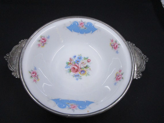 Chanill Paris Limoges Bowl Pewter Rim 6