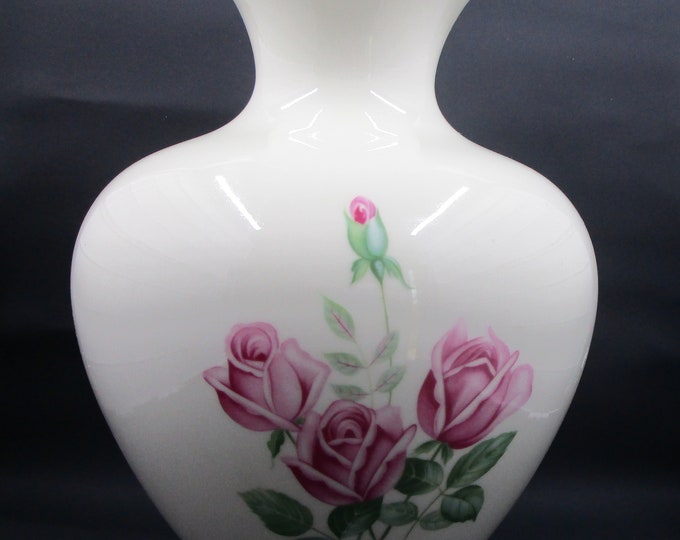 Featured listing image: Large Vase Royal Bavaria Pink Roses 9 3/4" tall