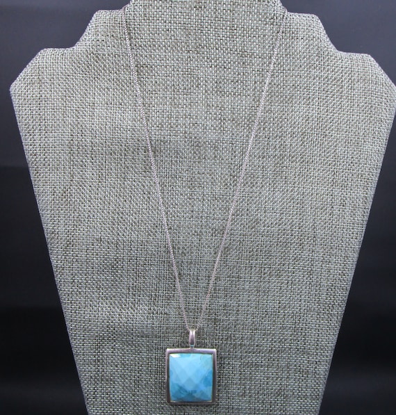 Necklace With Turquoise Faceted Stone 925 Silver … - image 10