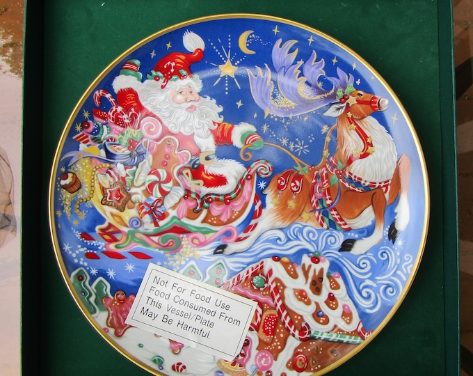 Featured listing image: Fitz Floyd "The Land of Christmas Sweets" Plate The Myths of Santa Claus 2nd Edition 236/5000 from 1994 NIB