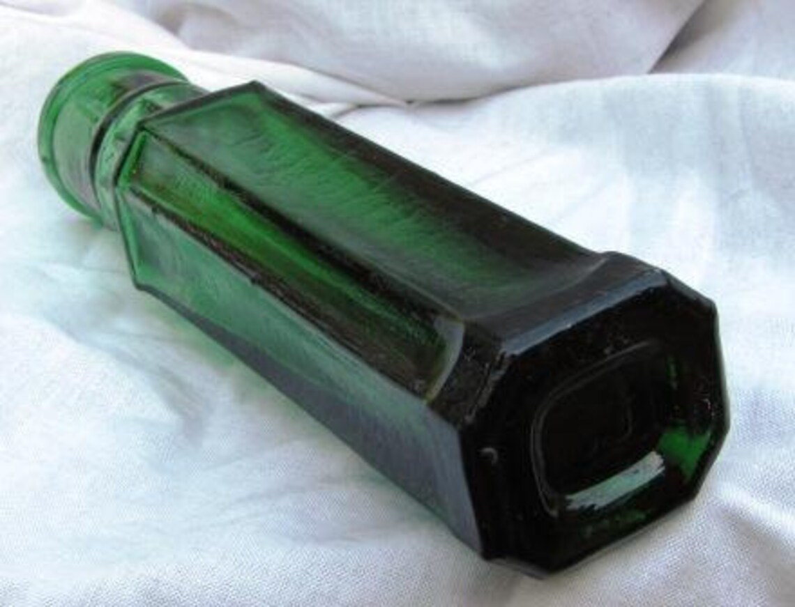 Antique Small Emerald Green Capers Bottle Etsy