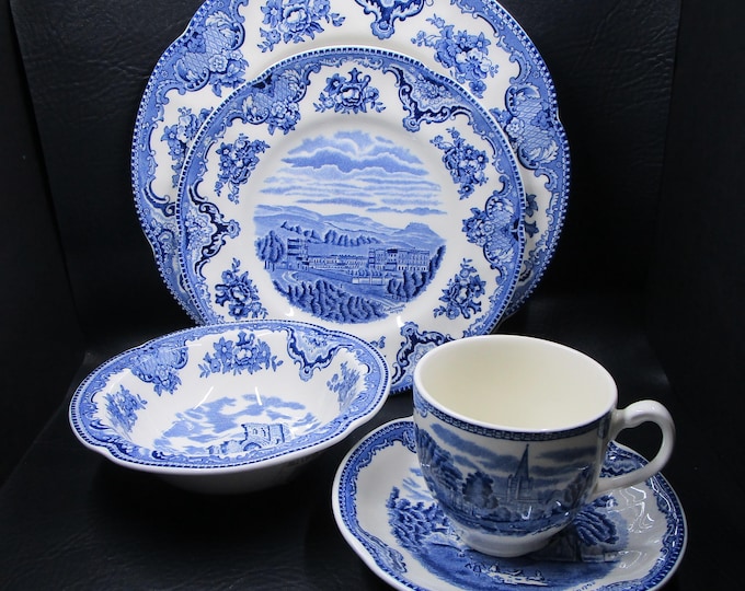 Featured listing image: Old Britain Castles Placesetting 5 Pieces Blue Johnson Brothers Made in England Transferware