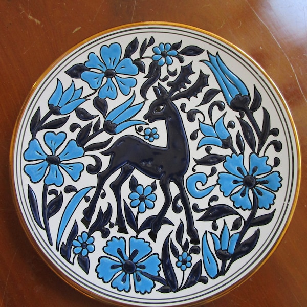 Reindeer Plate Handmade Manousakis-Keramik Rodos Greece Plate