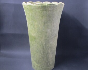 Vintage Vase Fronzwood by Demaree 8" Tall Scalloped Rim Vase Green Resin Flared Vase