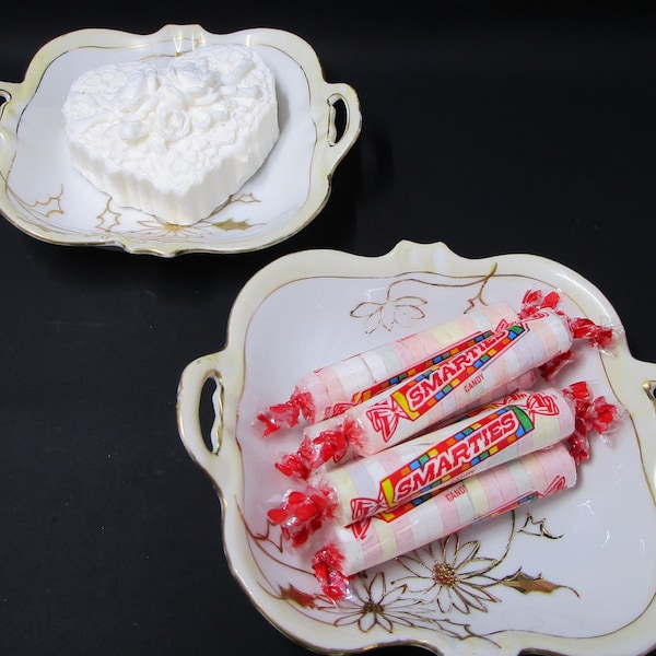 Pair Nippon Ring Dishes White with Gold detail, Candy Dish, soap dish, Made in Japan