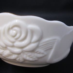 Vintage Lenox Small Porcelain Bowl Rosebud Collection, 3 Relief Roses 4 1/2&quot; Diameter