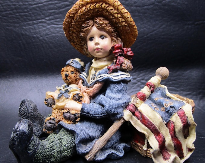 Featured listing image: Yesterday's Child "Betsy with Edmund" Dollstone Collection, Premier Edition Boyds Bears Figurine Item 3503 Betsy Ross Flag, Americana
