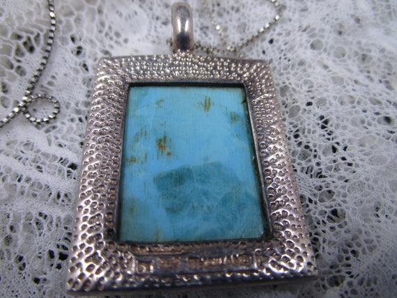 Necklace With Turquoise Faceted Stone 925 Silver … - image 8