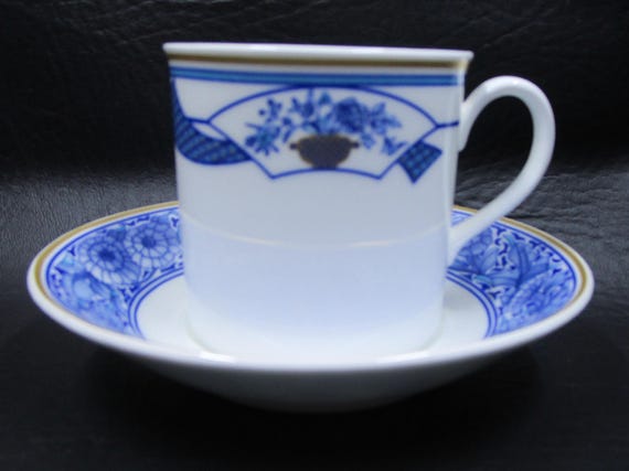 Hutschenreuther KABUKI Demitasse Cup and Saucer Blue and White