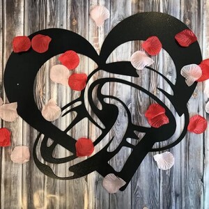 HEART WITH RINGS wall art, metal art, metal wall art, metal wall decor, metal wall art sign, metal signs