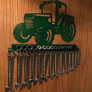 TRACTOR (green) Wrench/Socket Holder, Wrench Holder, Socket Holder, Wrench Organizer, Socket Organizer, Garage Organization
