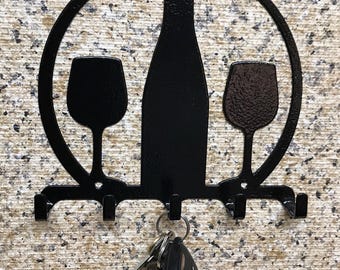 WINE key holder, necklace holder, key holder for wall, metal key holder, wall holder, wall hooks, wall hooks decorative