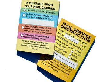 Sticky Note Pads for Mail Carriers - 3 x 4” - Mail Courtesy & Service Interruption 2-Pack - Post-it® Note - Multiple Colors