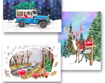 MIXED PACK “Rural Scenes” - 50 USPS Holiday Postcards with Rural Scenes Variety Pack of 3 Designs