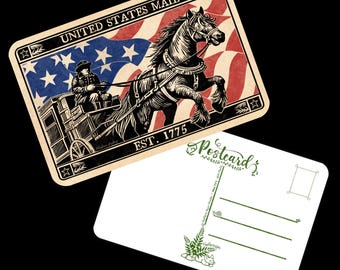 Blank Postcard Set - Antique Style Stamp Art US Mail - Patriotic - Postcrossing - 4x6