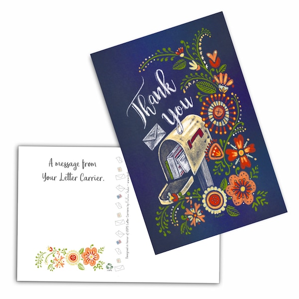 Postal Thank You Card - Mail Carrier Postcard - 4”x 6”